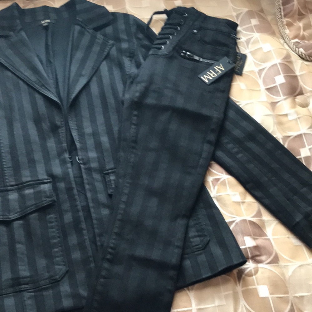 AFRM Black Stripped Denim Set